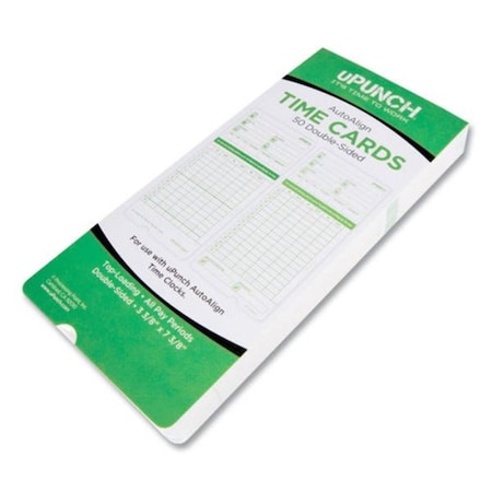 Workwell Time Clock Cards for uPunch HN3000 - Two Sides - 7.37 x 3.37 in. - 50PK PPZHNTCG1050